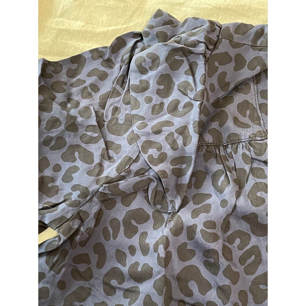 NWT Marine Layer Size Small Rory Long Sleeve Ruffle Blouse Cheetah Blue Purple - Picture 5 of 11